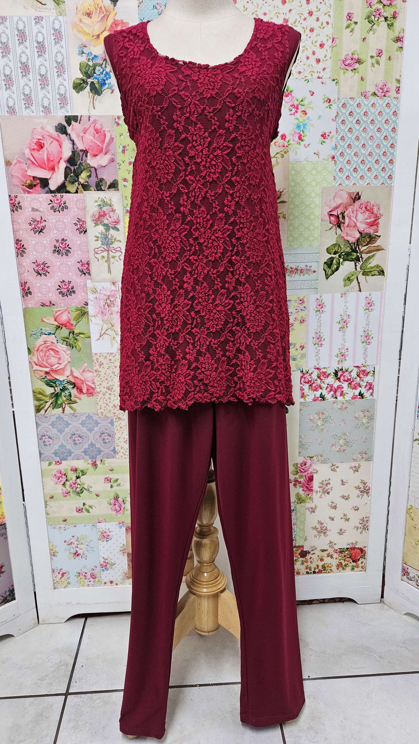 Maroon 4-Piece Pants Set GD025