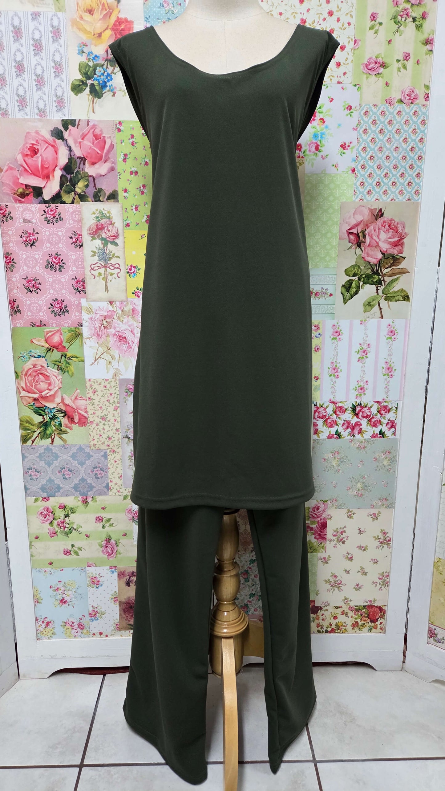 Olive Green 3-Piece Pants Set SH056