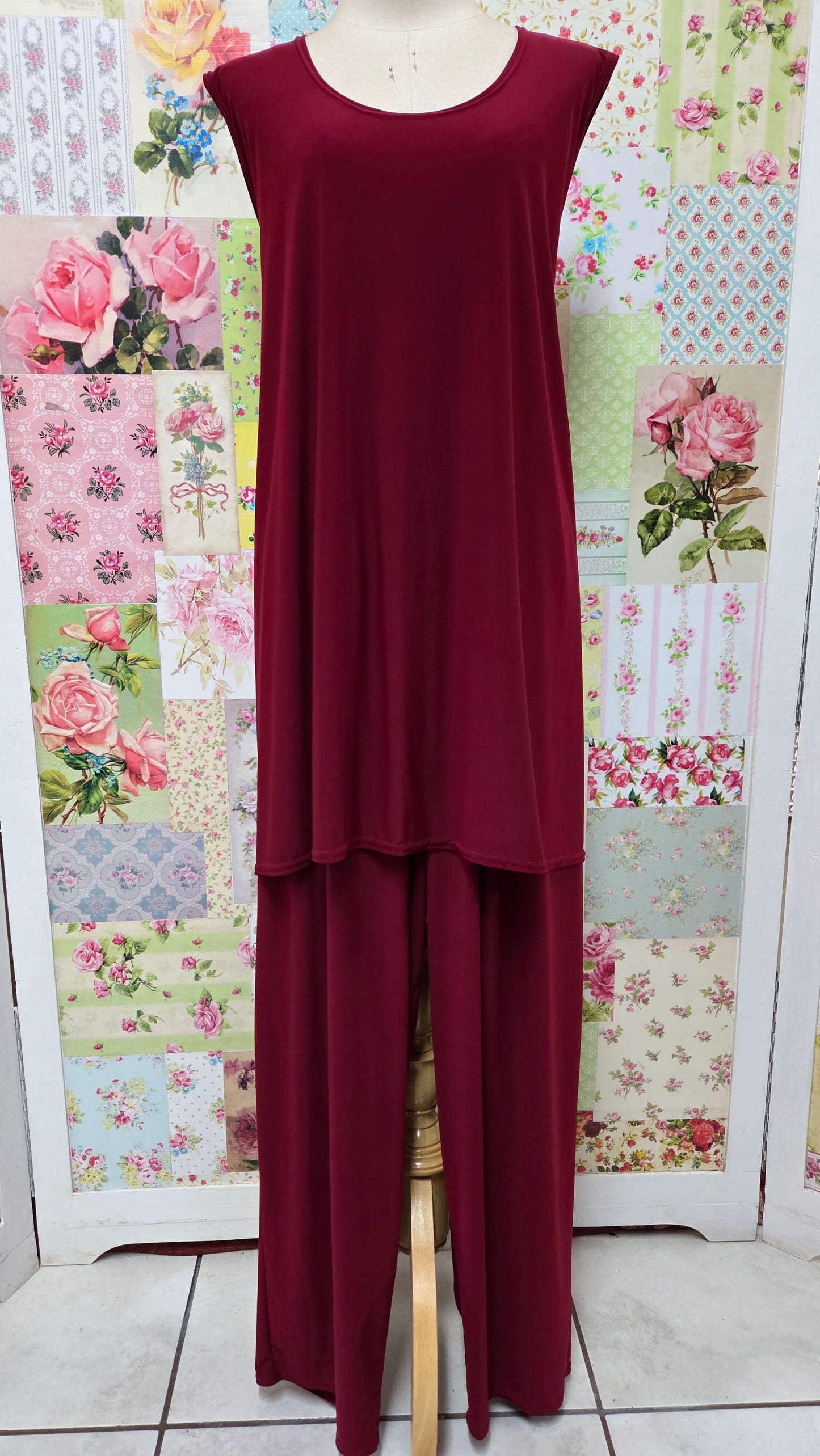 Maroon 3-Piece Pants Set JS0137