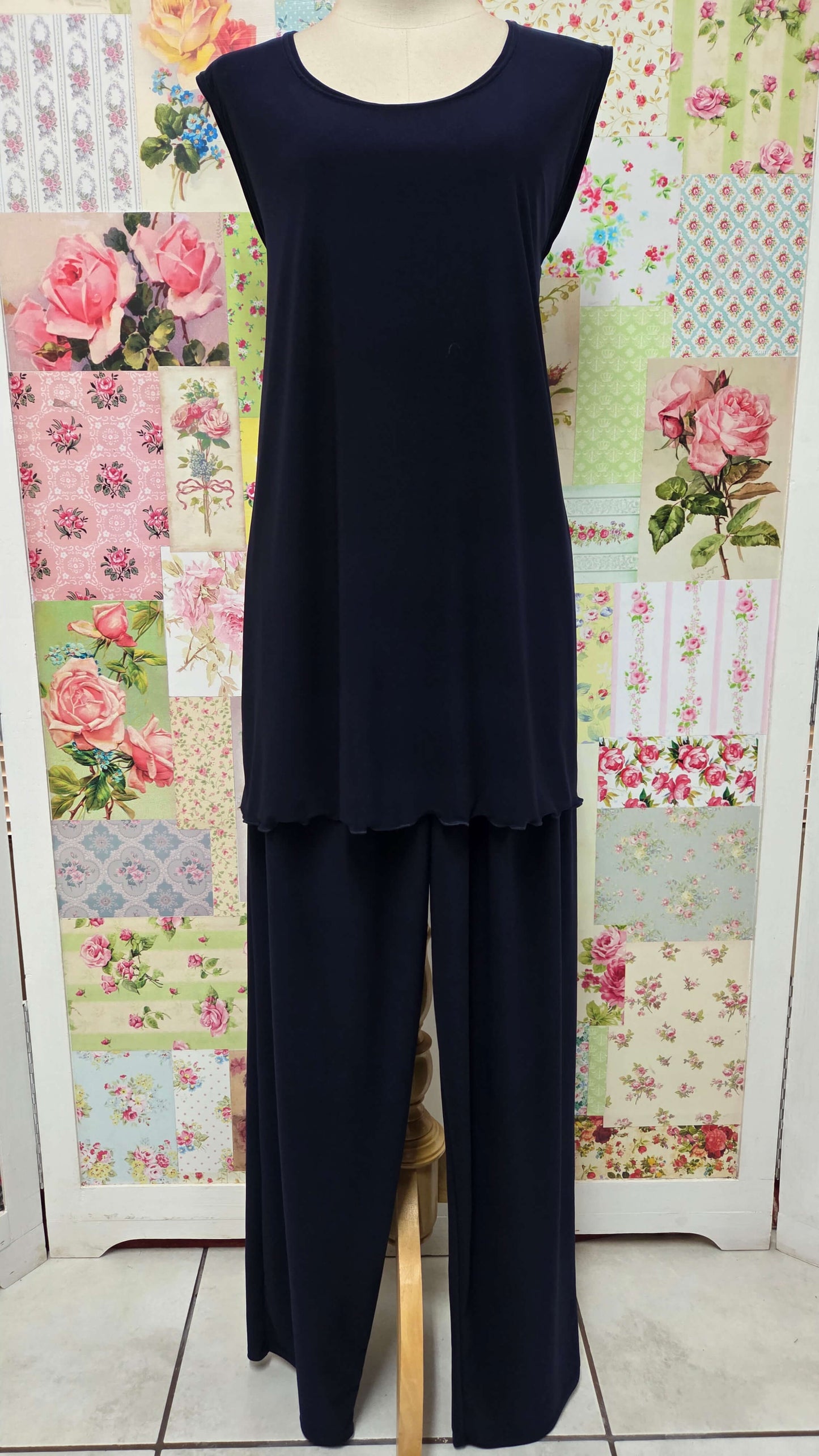 Navy Printed 3-Piece Pants Set LR0654