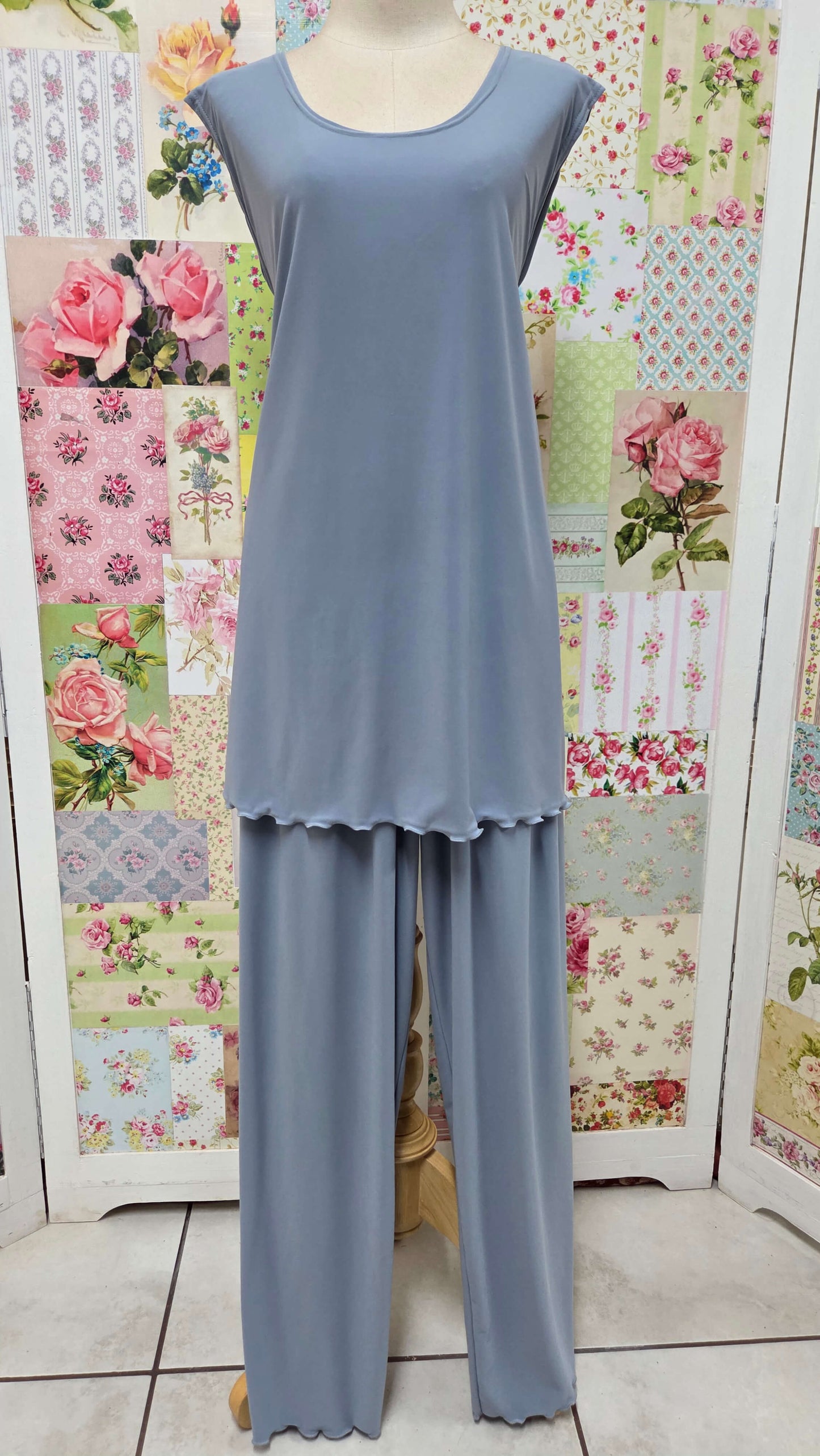 Dusty Blue 3-Piece Pants Set LR0616