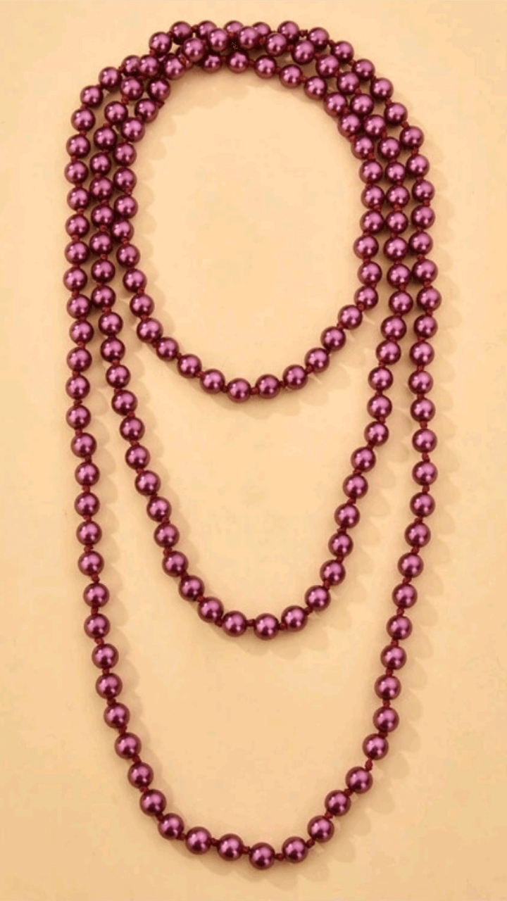Light Red Faux Pearl Beads Necklace JU0383