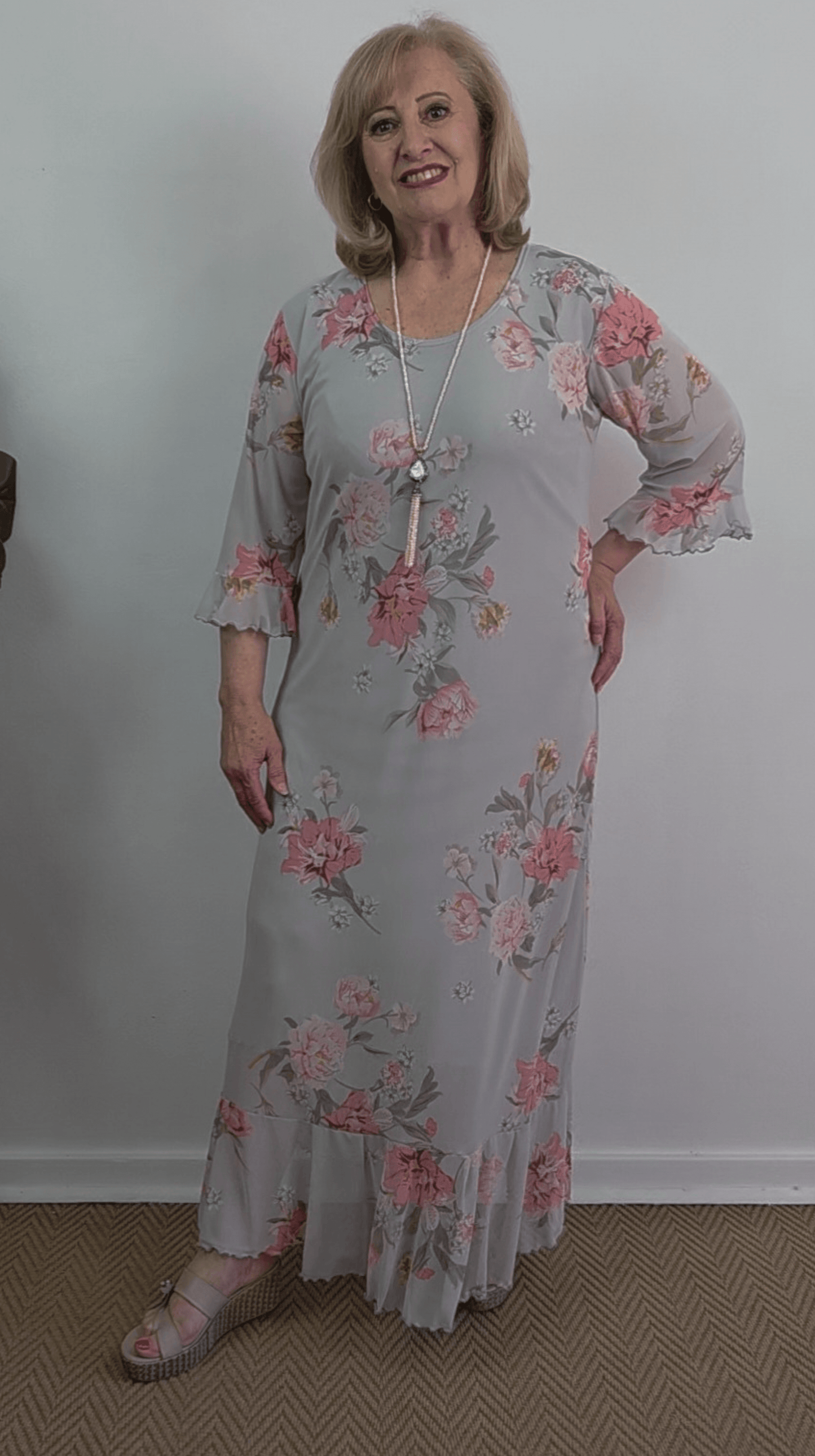 Grey & Pink Dress LR0109