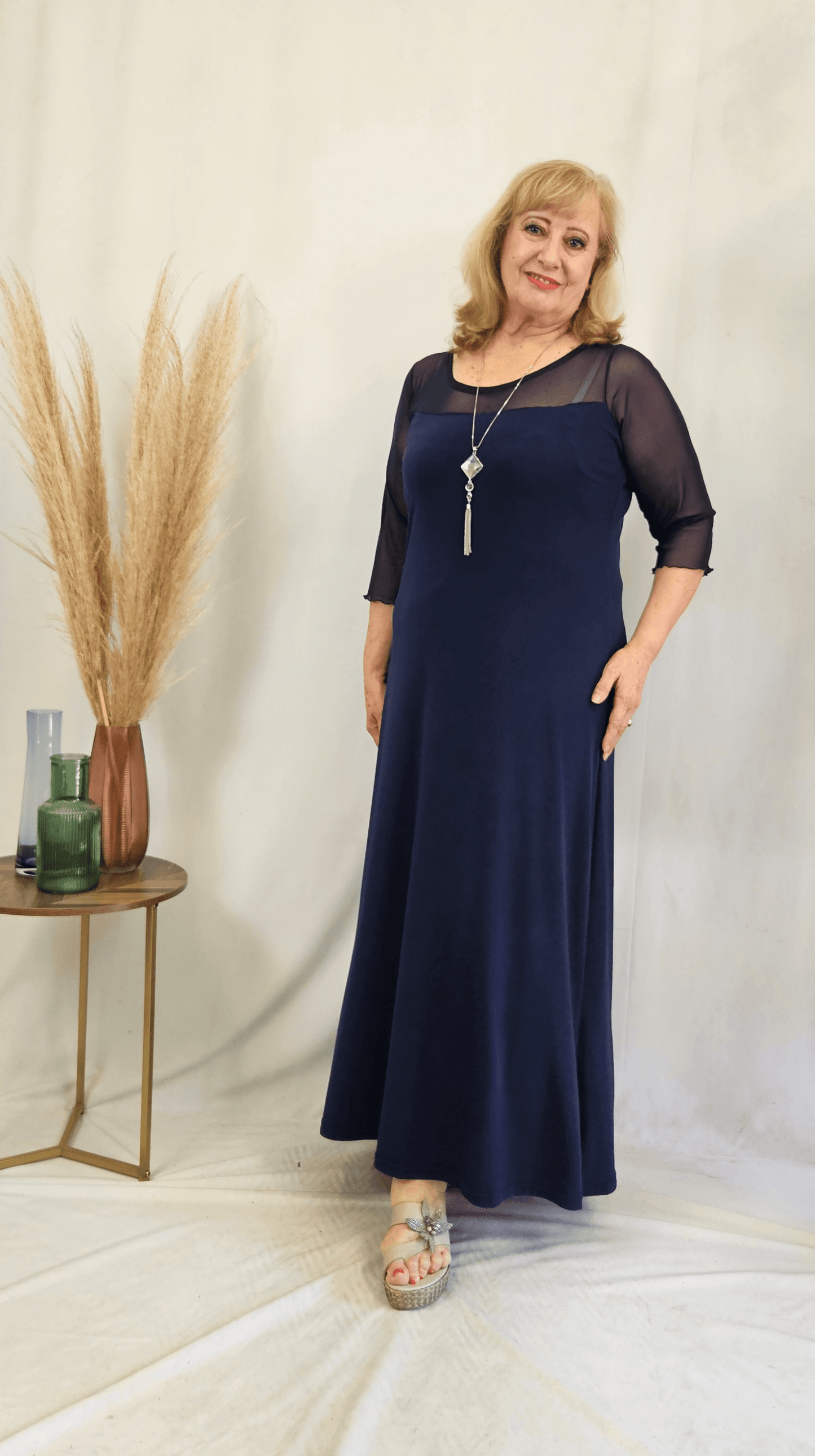Navy Blue Long Dress CH0692
