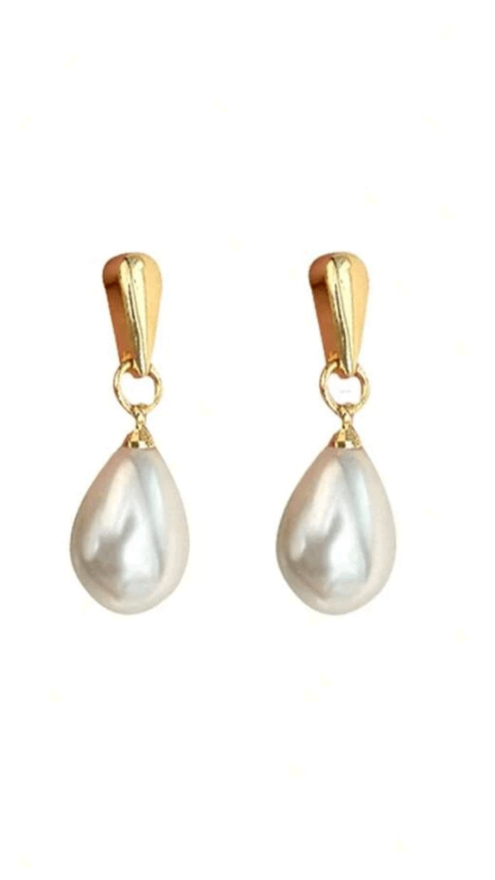 Silver/Gold Faux Pearl Teardrop Earring JU0179