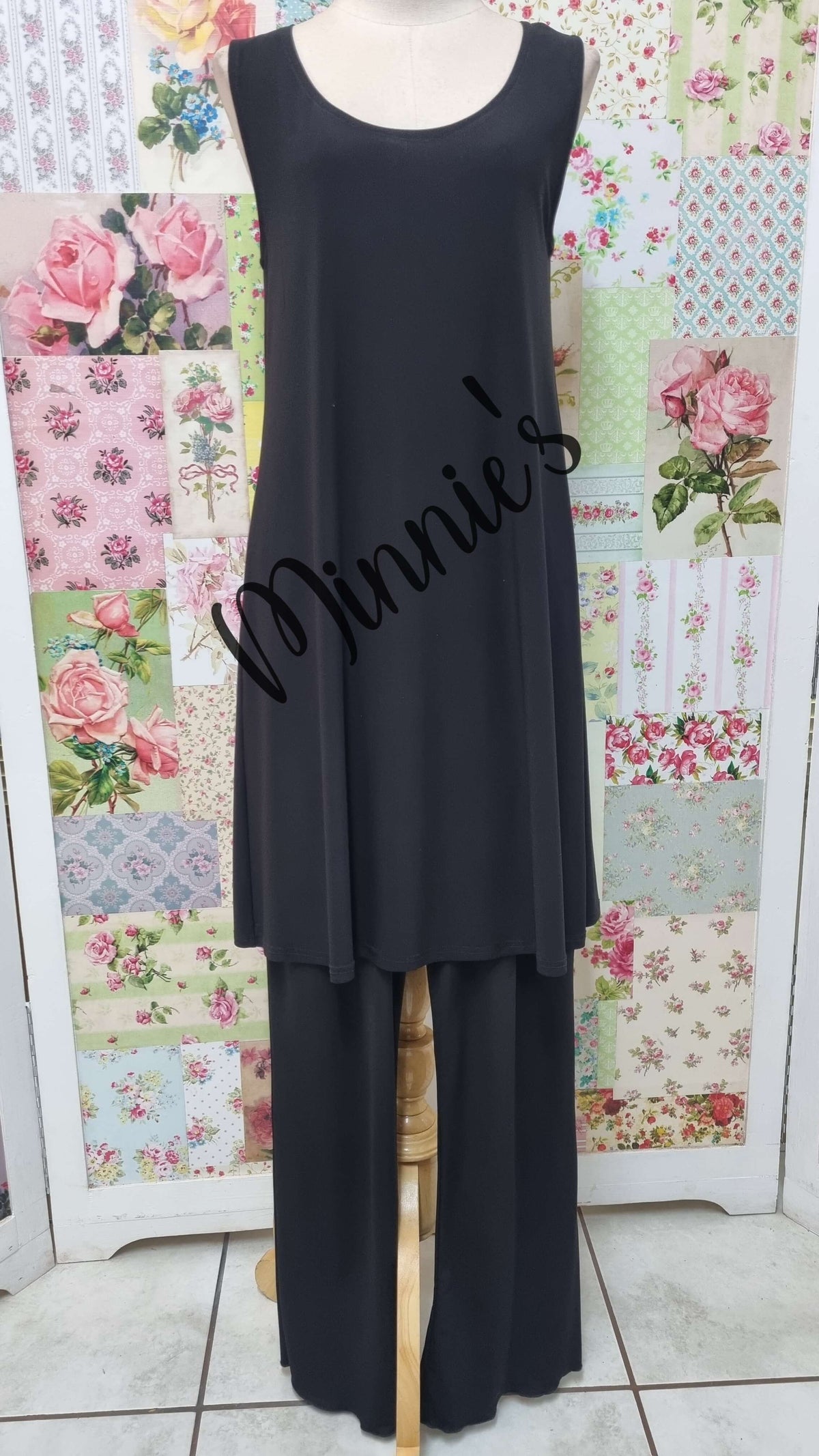 Black Chiffon 3-Piece Pants Set LR0610