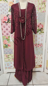 Burgundy 3-Piece Dress Set LR0635