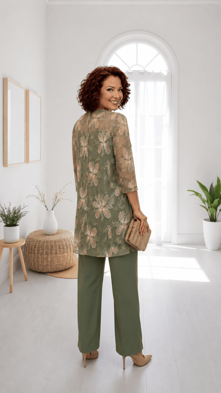 Green Embroidered Pants Set SH0141