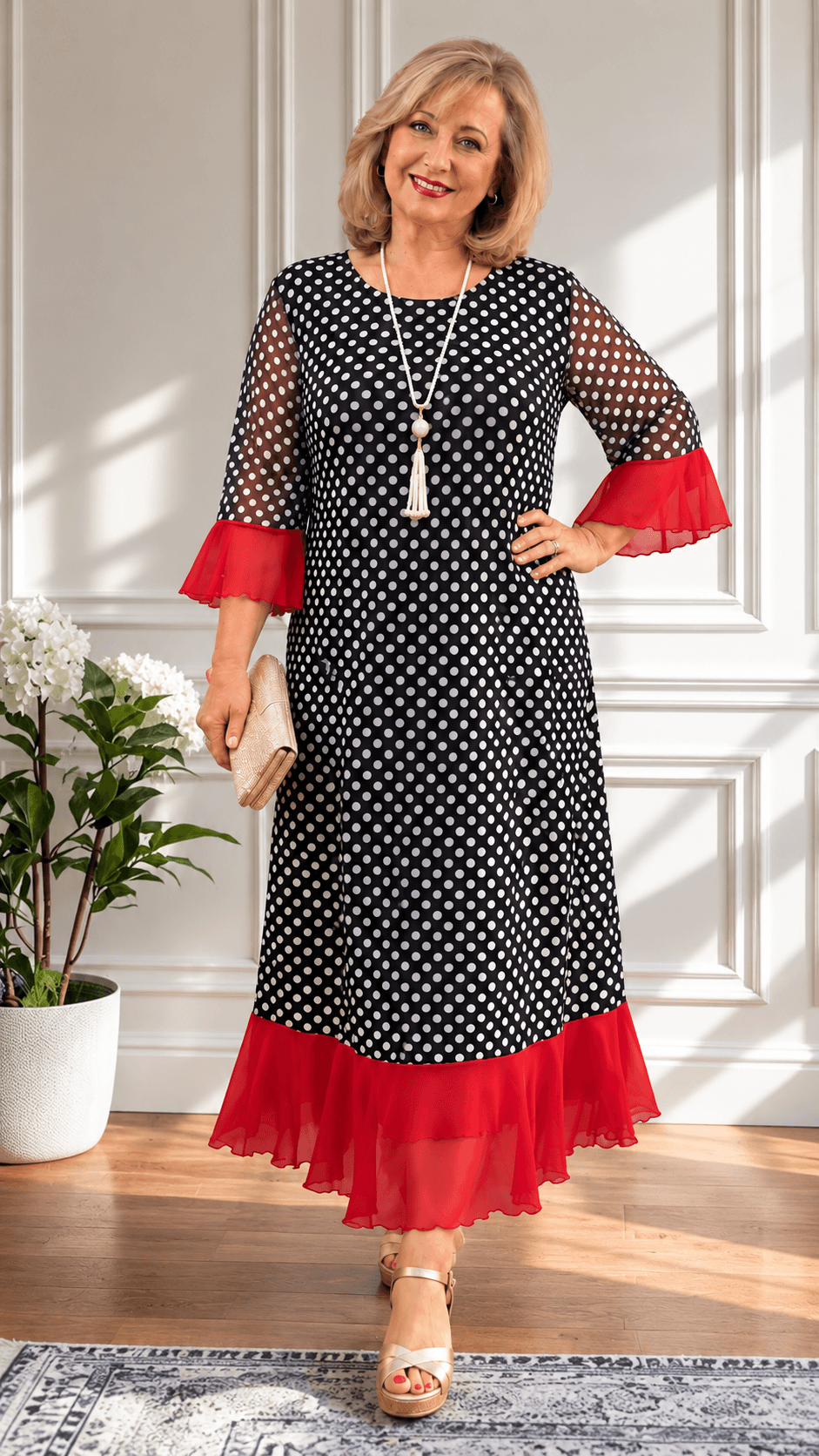 Black & White Polka Dot Dress LR074
