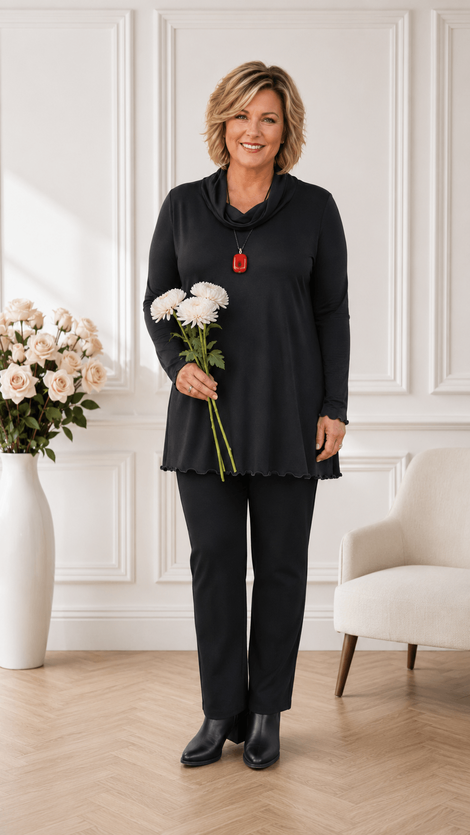 Black Cowl Neck Top MD003