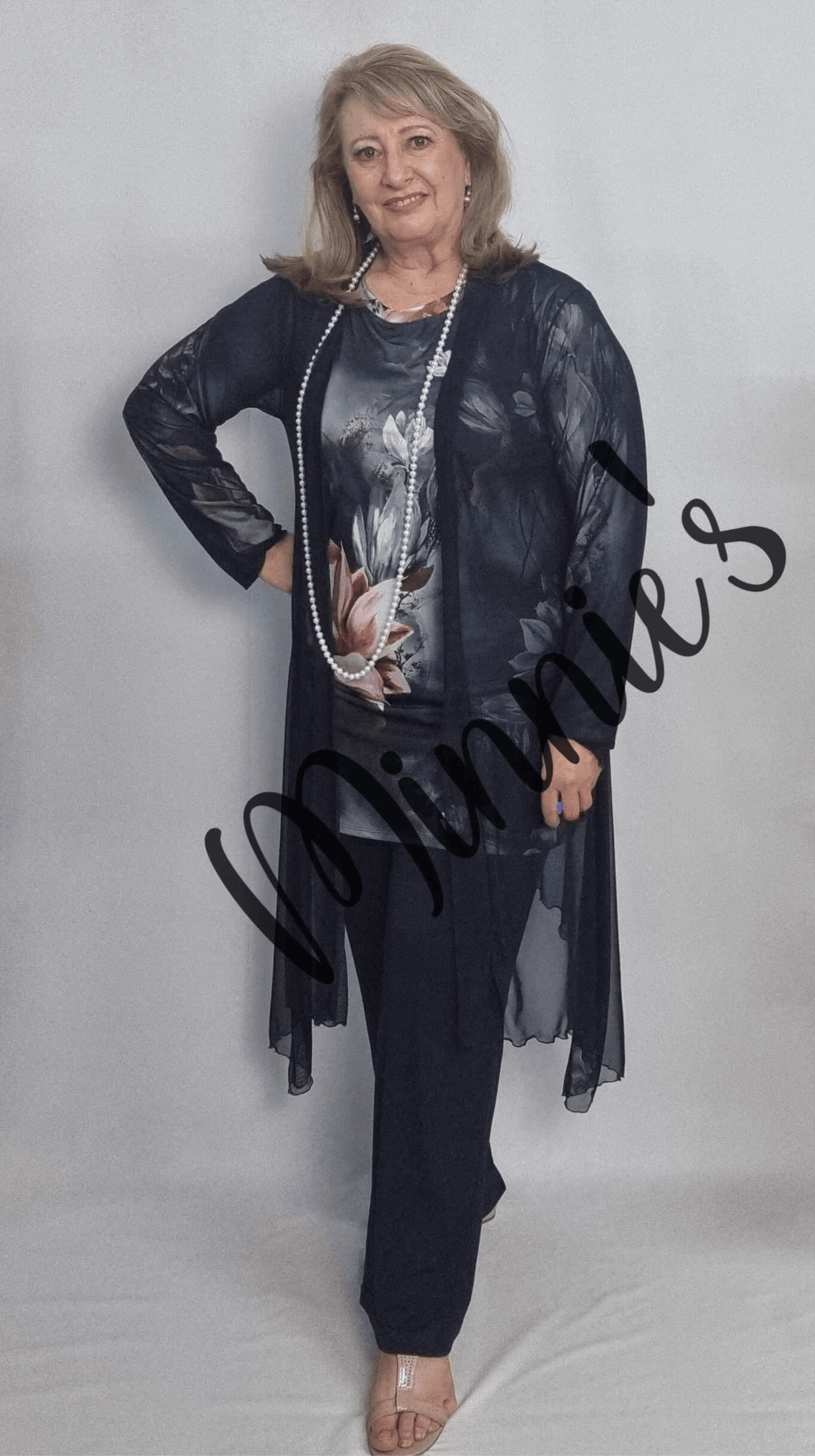 Navy Blue Long Sleeve 3-Piece Pants Set LR0433