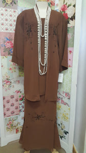 Brown 2-Piece Skirt Set VI028