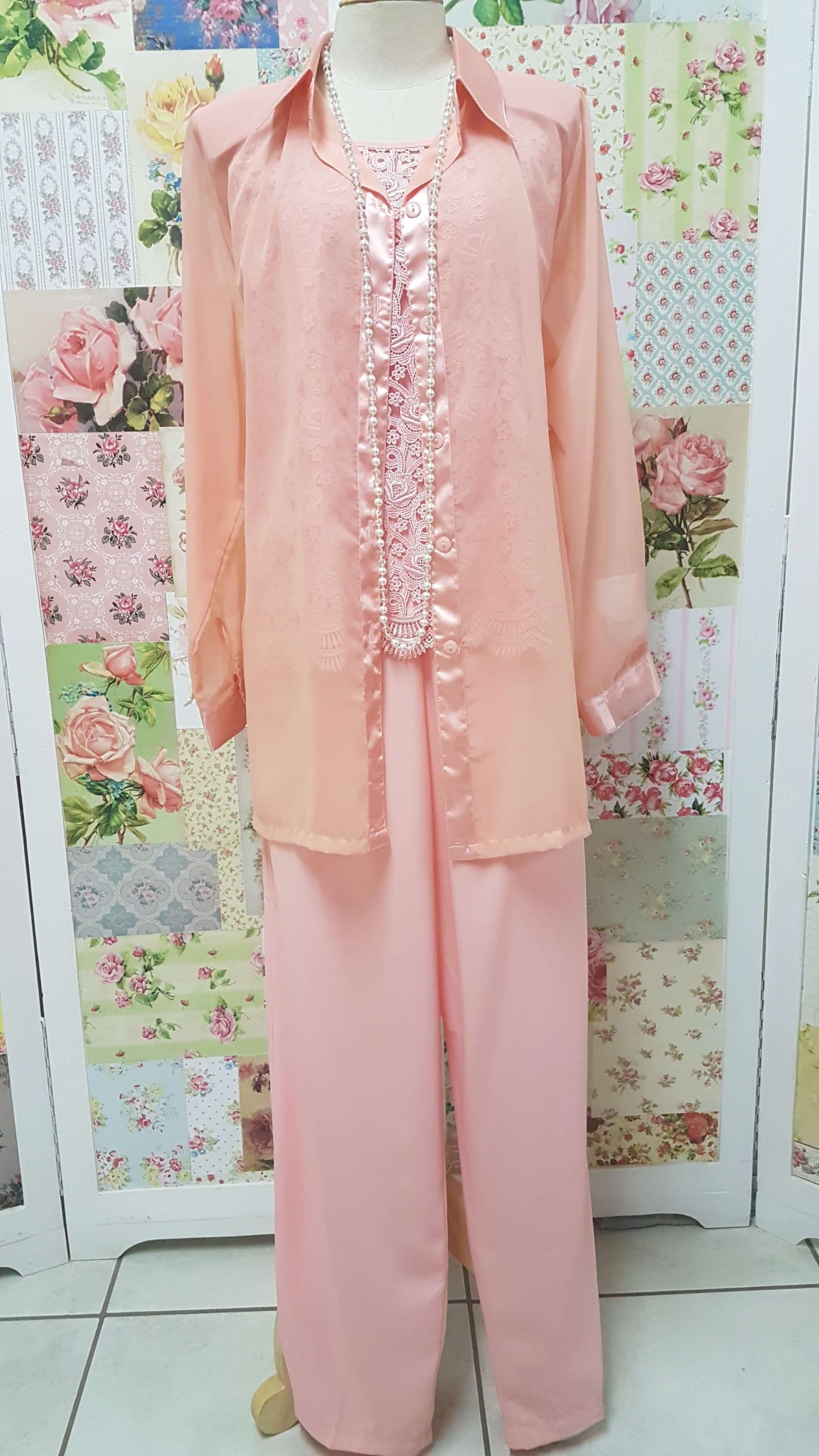 Peach 3-Piece Pants Set BS040