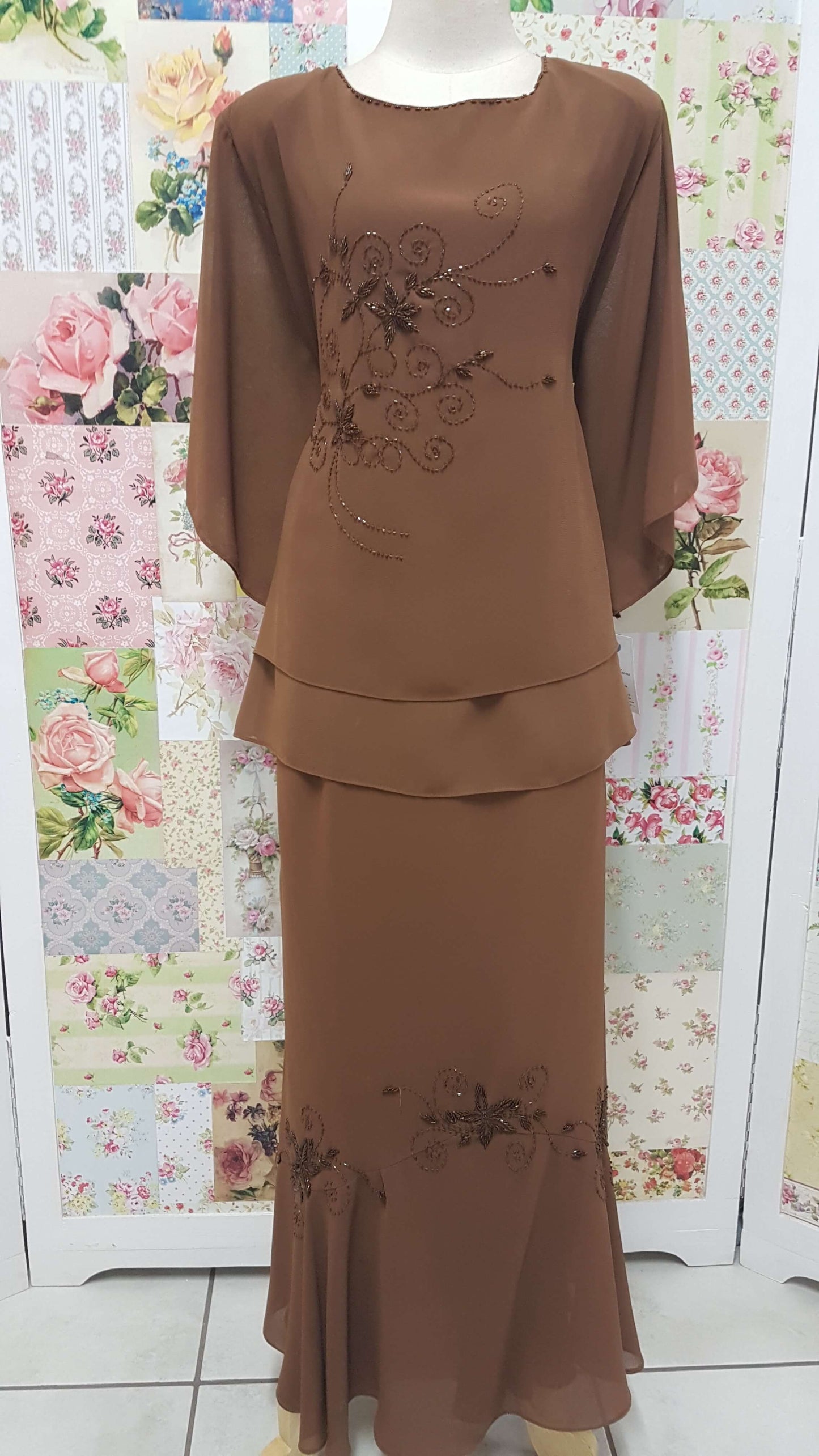 Brown 2-Piece Skirt Set VI023