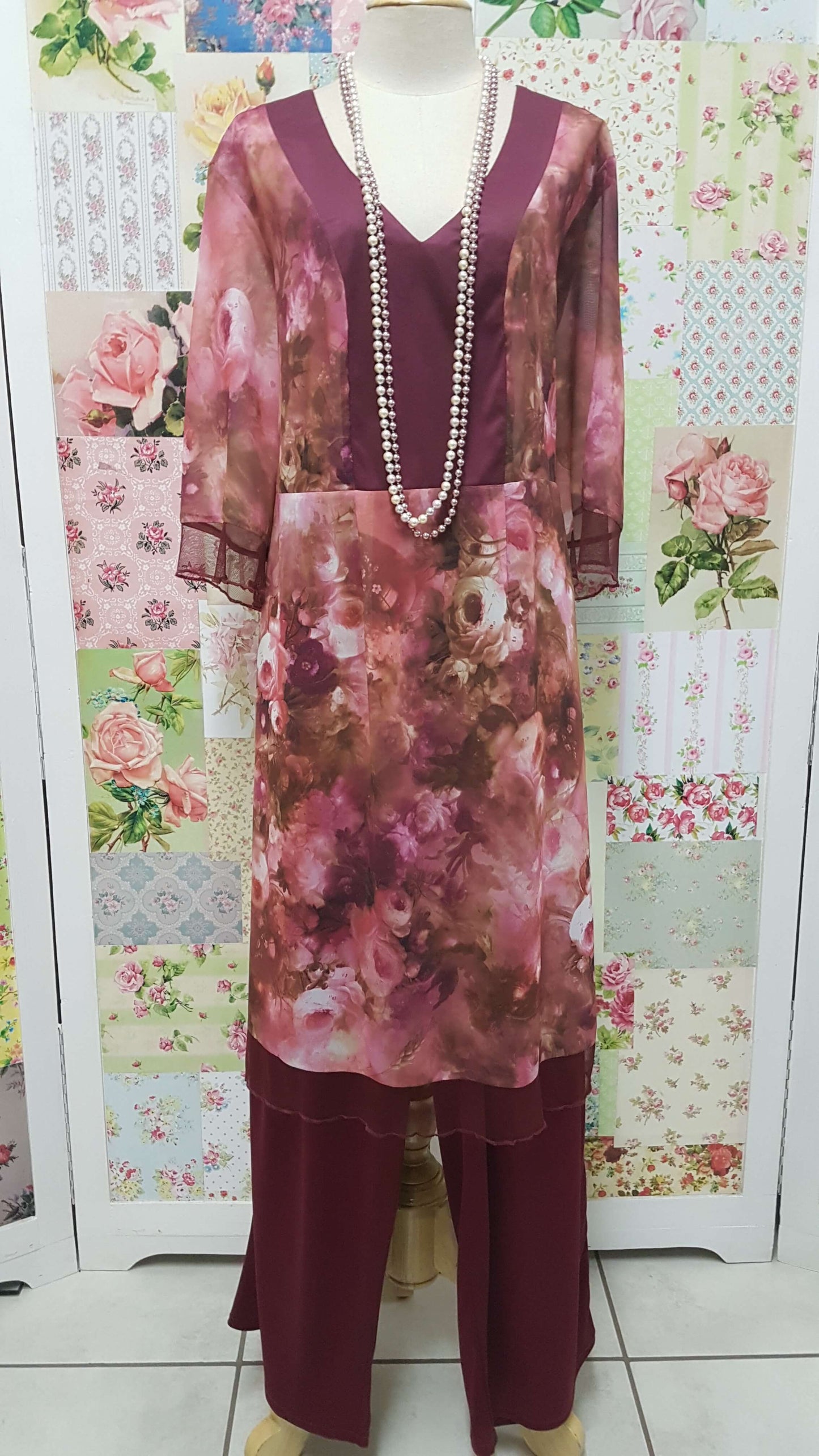 Maroon Floral Top AG049