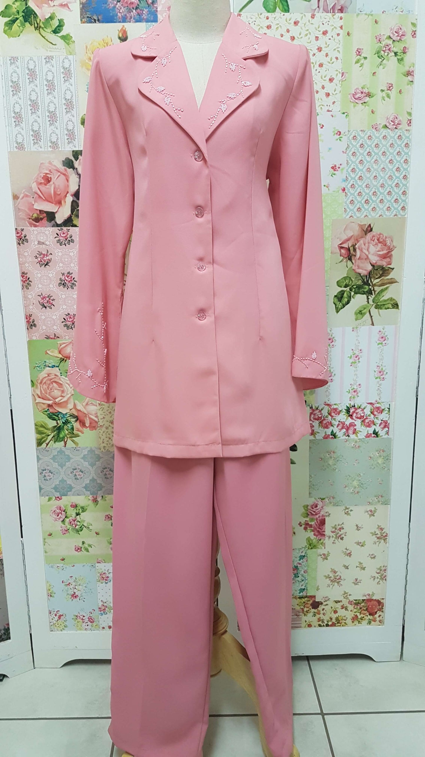 Coral Pink 2-Piece Pants Set HE053