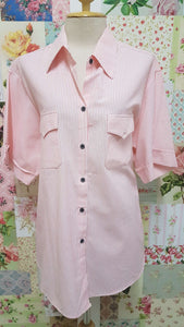 Pink & White Striped Blouse CE011