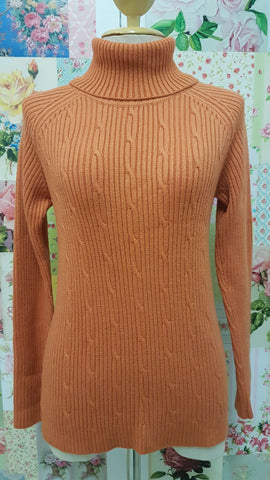 Orange Knitted Polo Neck BK0304