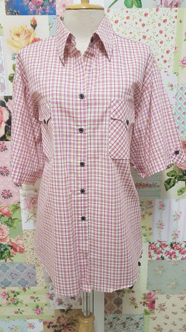 Pink & Yellow Check Blouse CE075