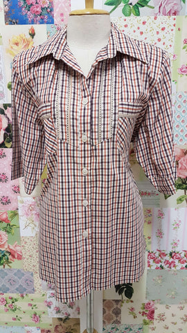 Chocolate Brown & Rust Check Blouse CE0112