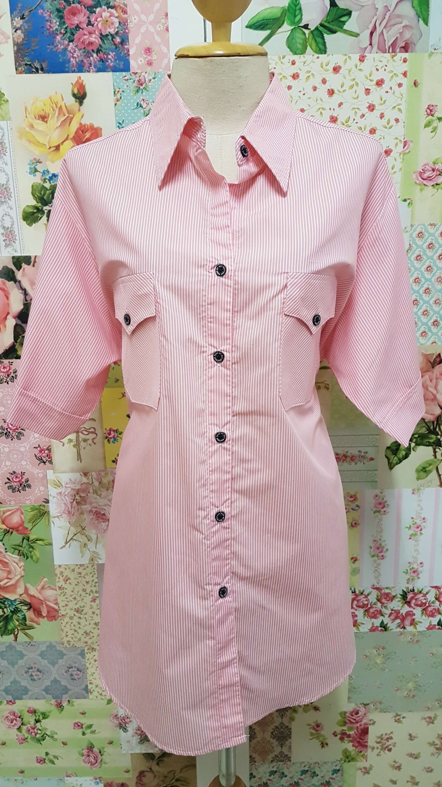 Coral & White Stripe Blouse CE0113