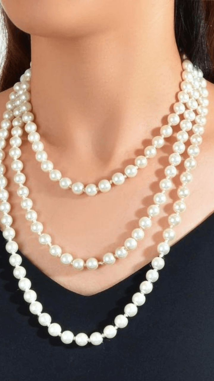 Cream Pearl Beads Necklace JU0220