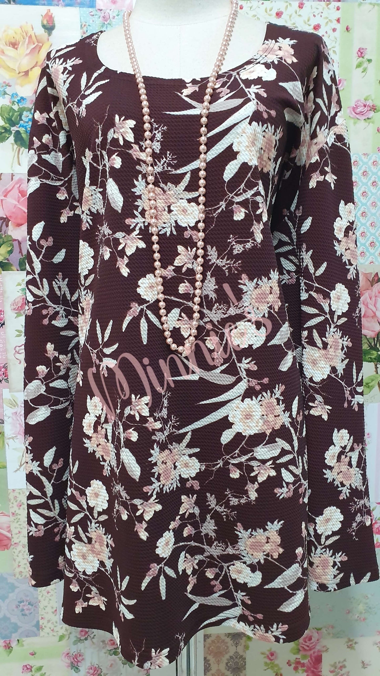 Brown & Cream Floral Top GD0165