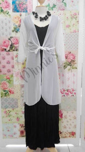 White Mesh Jacket With Tie Knot PG050