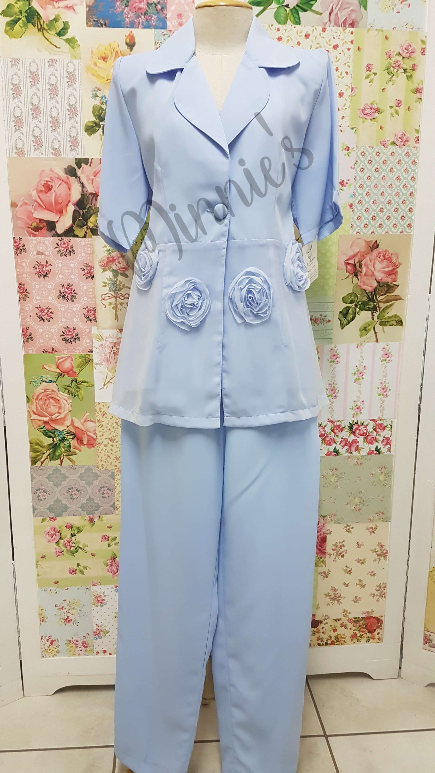 Powder Blue 3-Piece Pants Set BS061