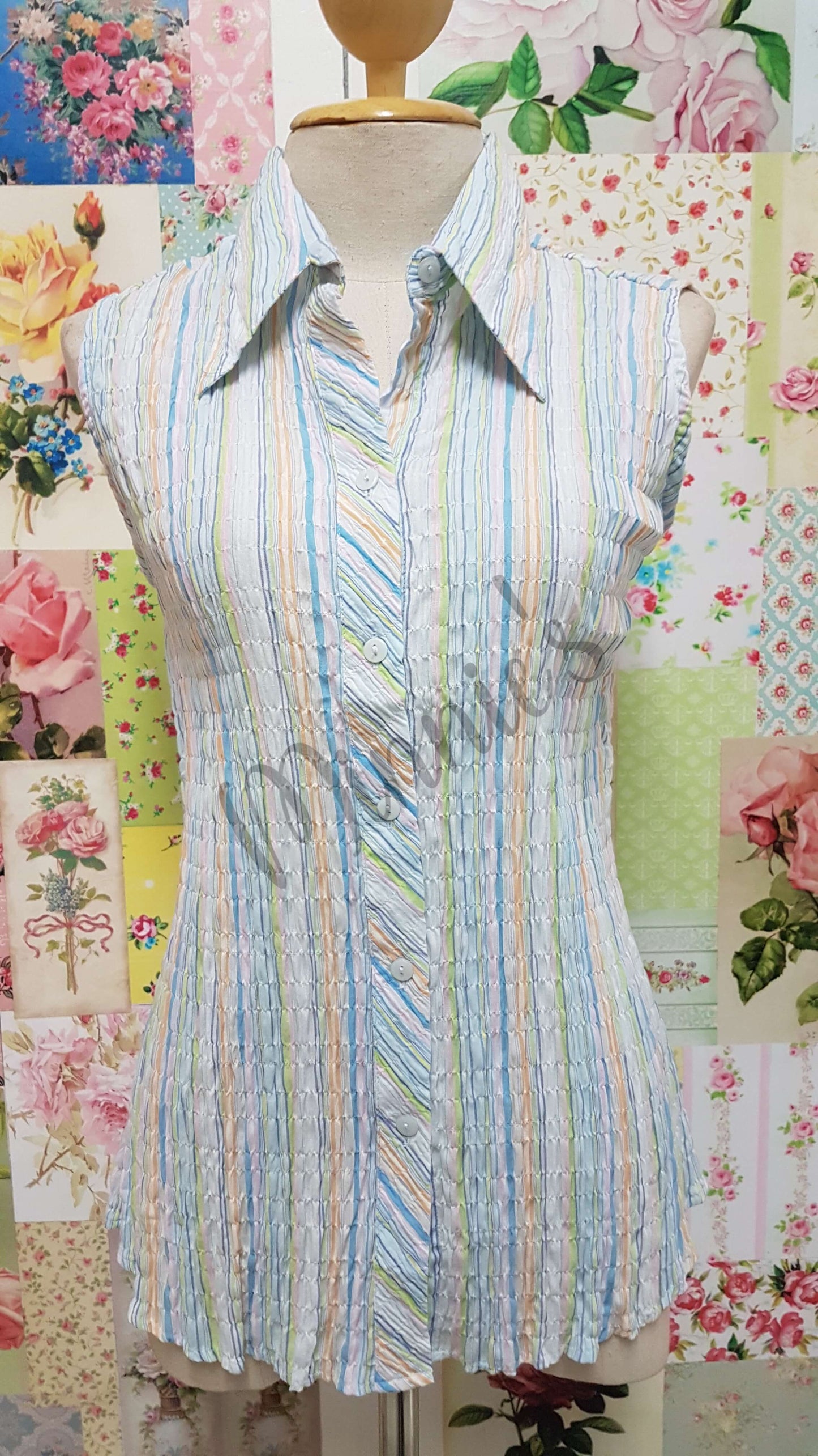Pastel Color Striped Blouse BK099