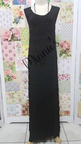 Black Crushed Long Dress LR0141