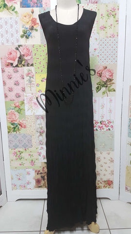 Black Crushed Long Dress CH0533