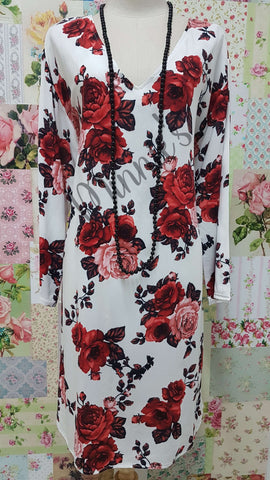 White & Red Printed Top SH007