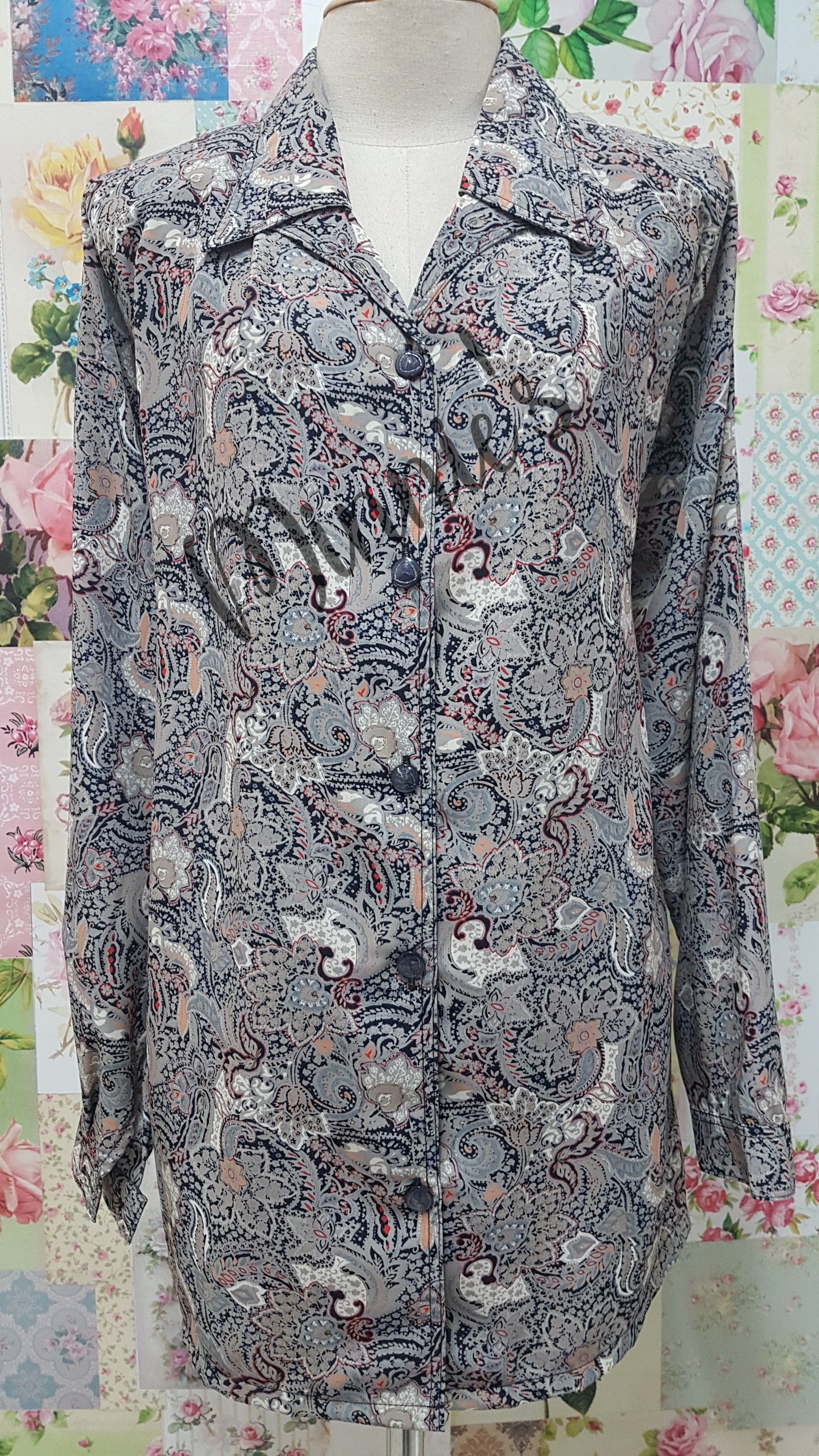 Grey Printed Blouse BT0152