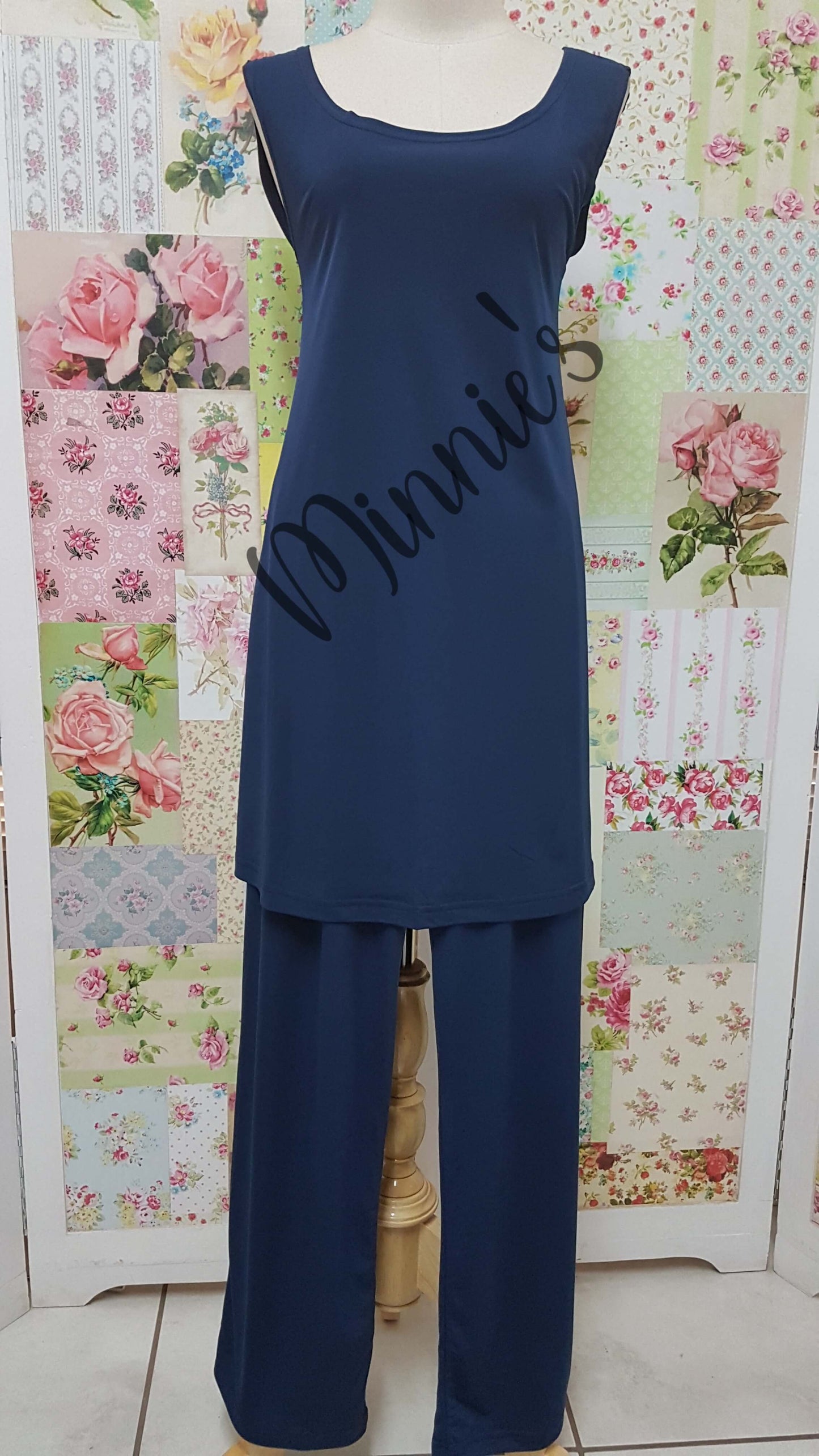 Navy Floral 4-Piece Pants Set SH019