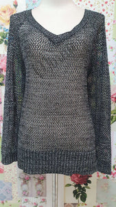 Black & Silver Knitted Top BK068