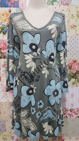 Khaki Floral Print Dress SW048