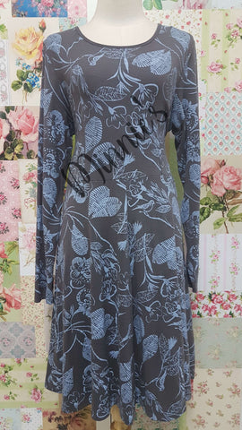Grey Floral Print Dress SW046