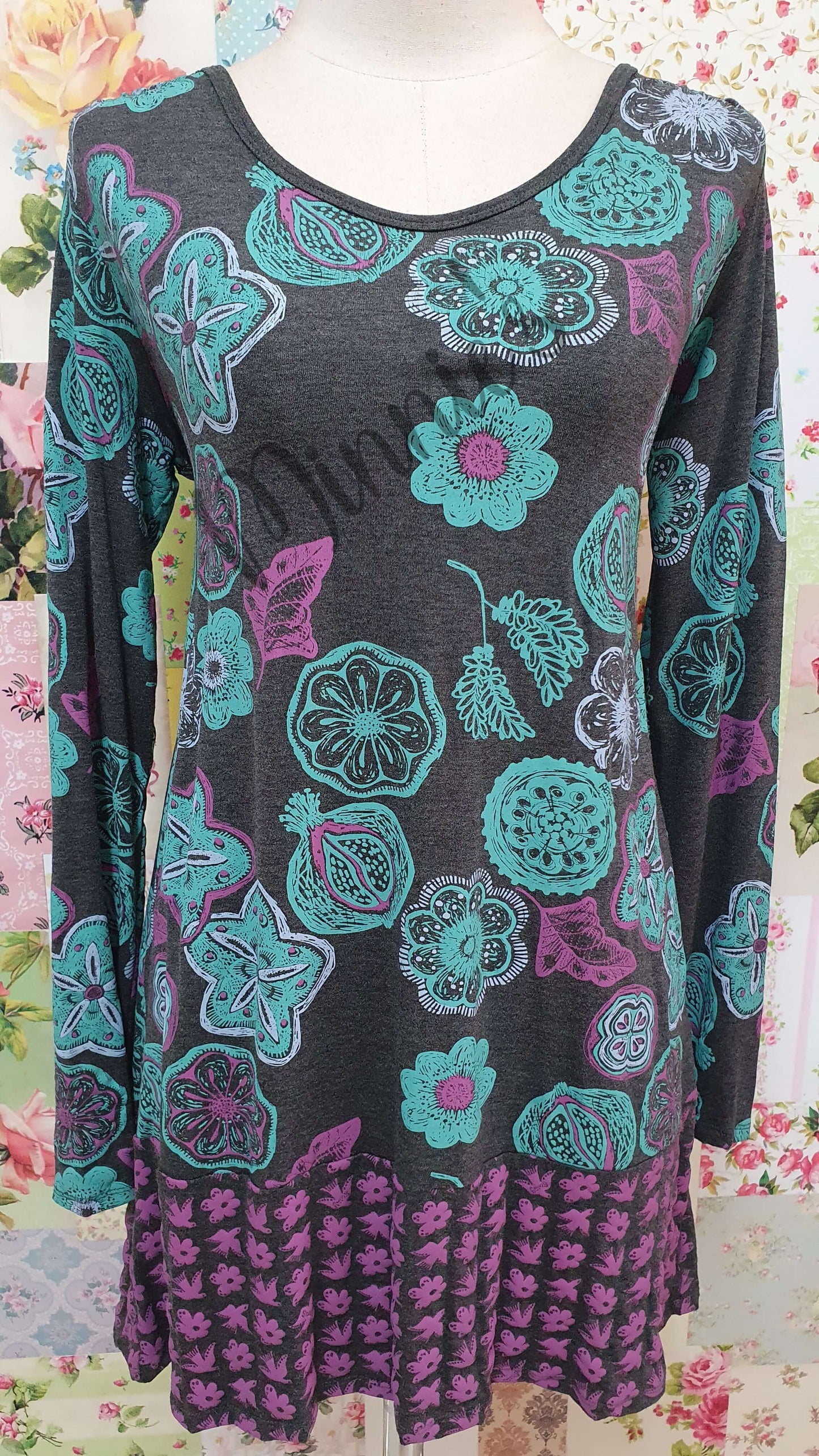 Grey Printed Top SW011