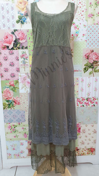 Olive Green & Grey 3-Piece Dress Set ML02