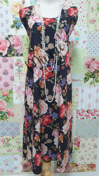 Black Floral 2-Piece Dress LR0118