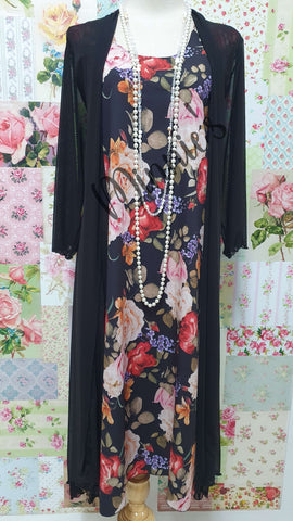 Black Floral 2-Piece Dress LR0118