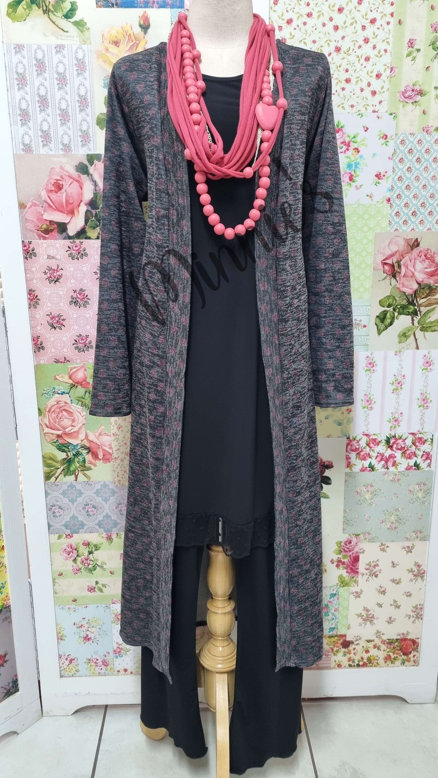 Charcoal Grey Polka Dot Jacket VB0139