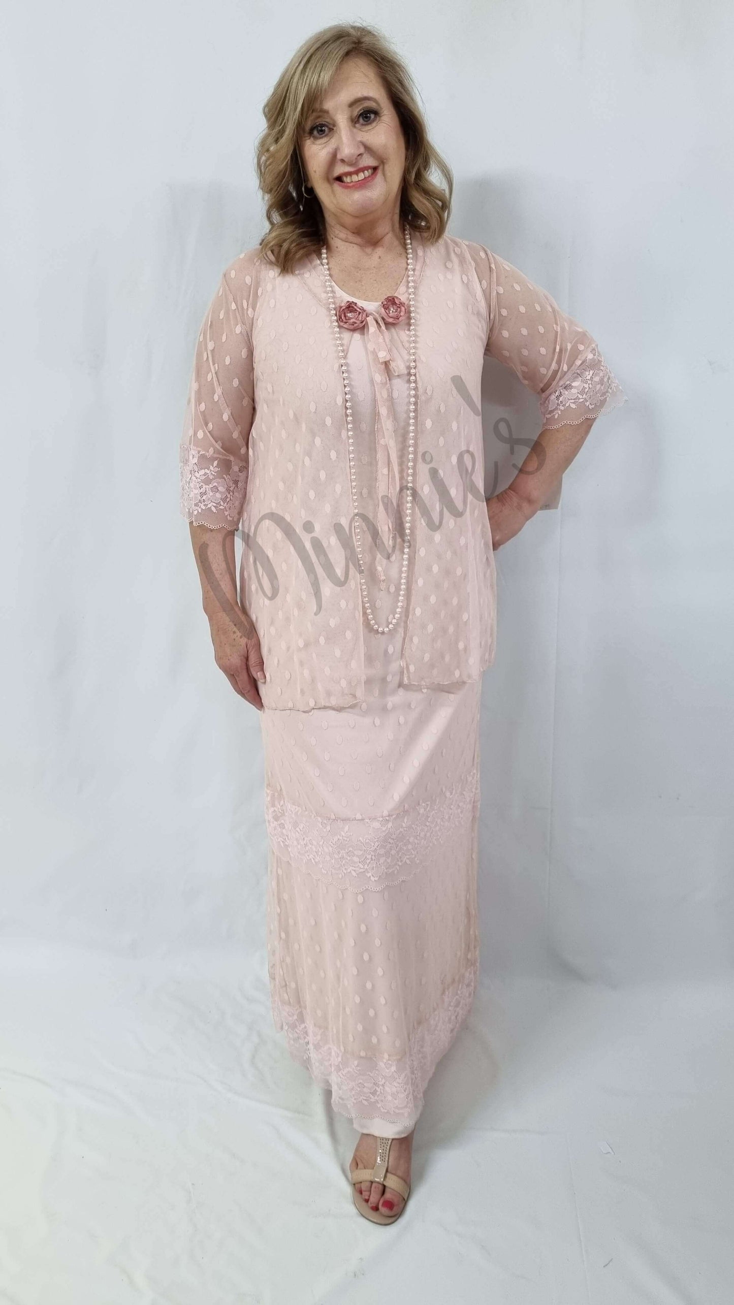 Soft Pink Lace 3-Piece Dress Set LR035