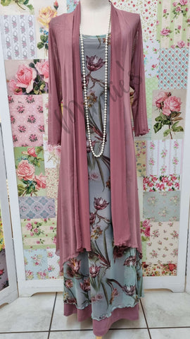Dusty Pink Floral 3-Piece Dress SH093