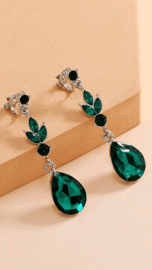 Green/Black Clip-On Earrings JU0128