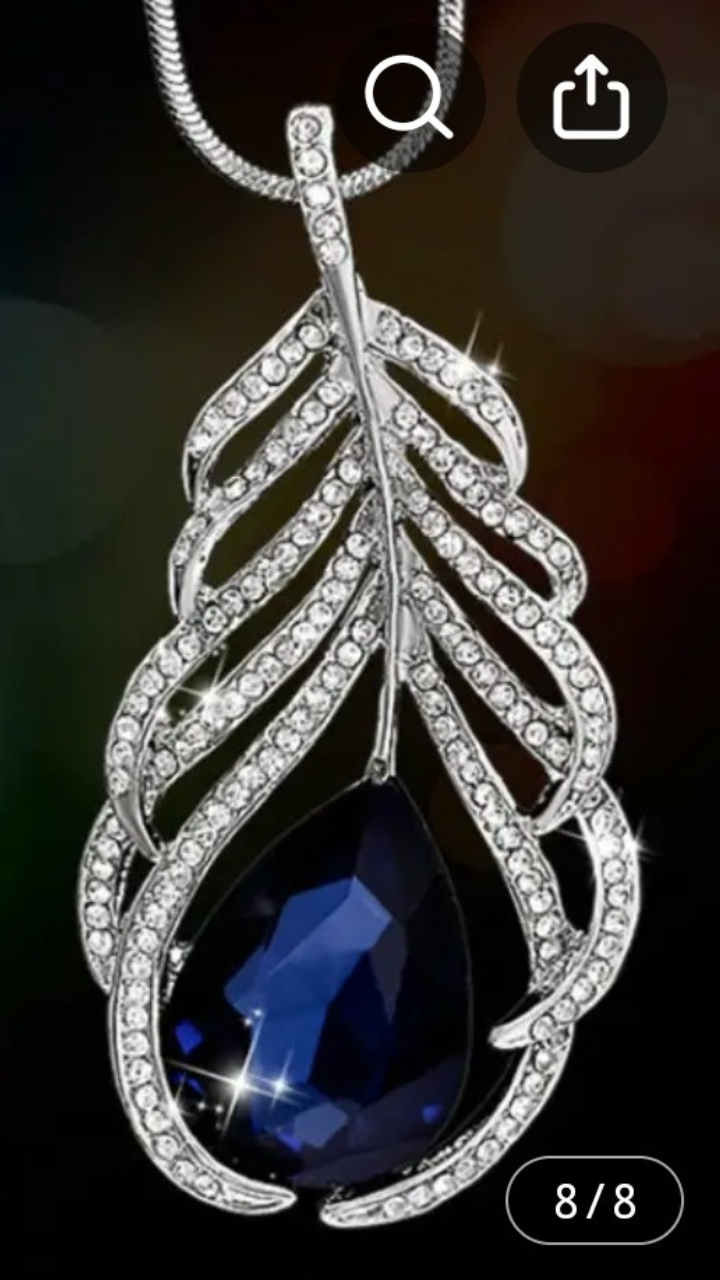 Silver & Blue Long Necklace JU0171