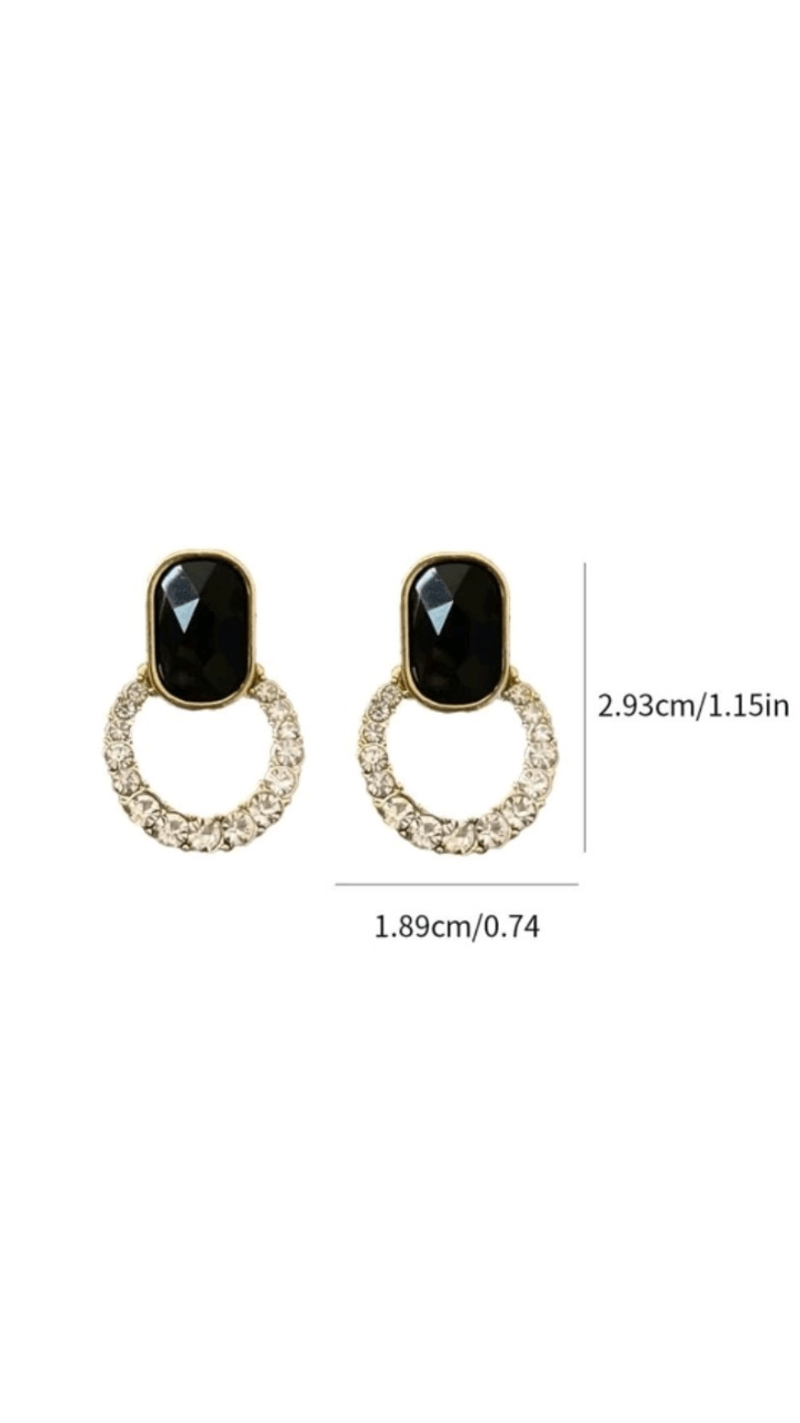 Black Rhinestone Earring JU0148