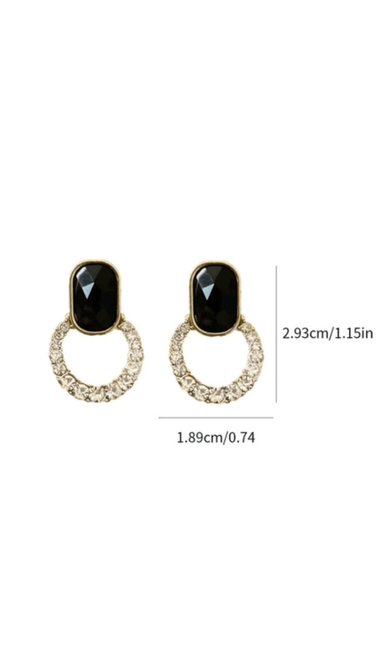 Black Rhinestone Earring JU0148