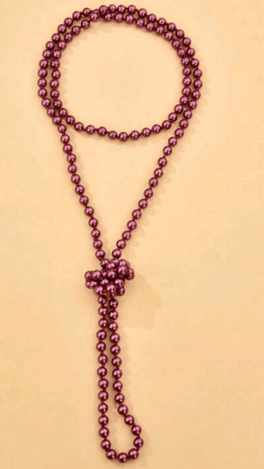 Light Red Faux Pearl Beads Necklace JU0383